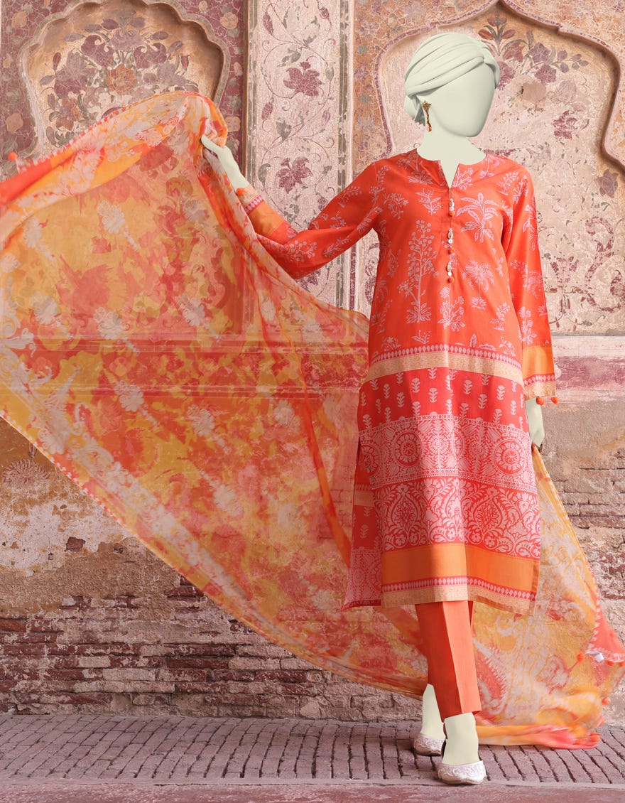 Orange Lawn Unstitched 3 Piece Dress | Jlawn-S-24-449