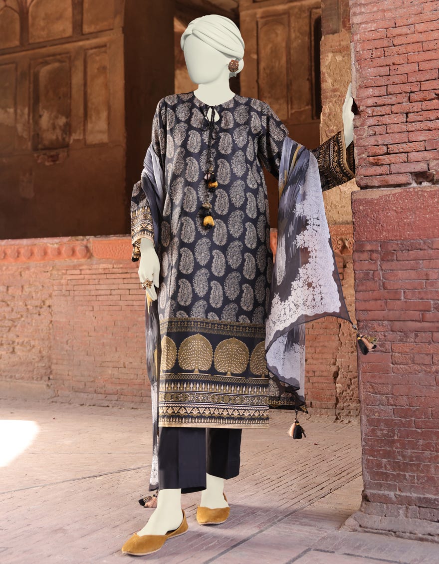 Black Lawn Unstitched 3 Piece Dress | Jlawn-S-24-452