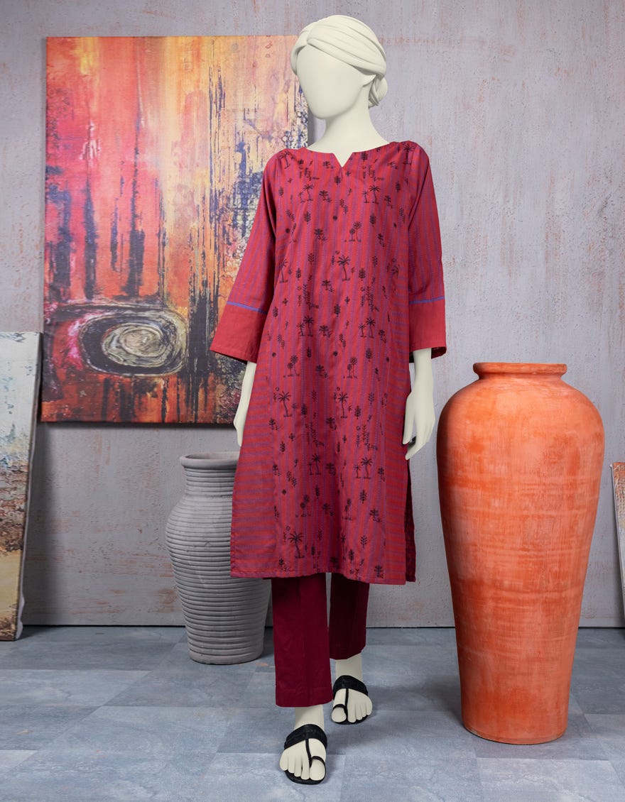 Maroon Khaddi Women's Kurti | Jjlk-S-Jss-24-459