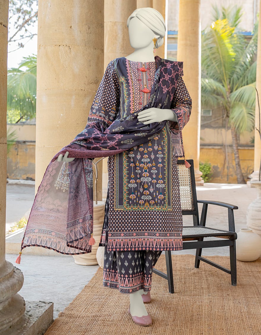 Grey Lawn 3 Piece Stitched Dress | Jlawn-S-24-465