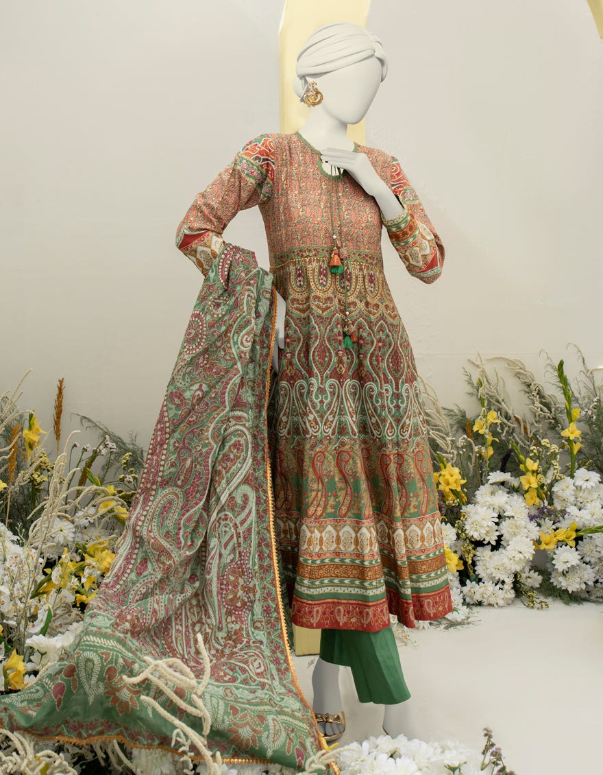 Green Lawn 3 Piece Stitched Dress | Jlawn-S-24-470
