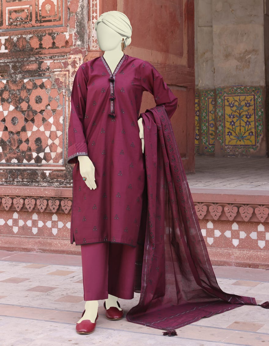 Maroon Lawn Unstitched 3 Piece Dress | Jlawn-S-24-480