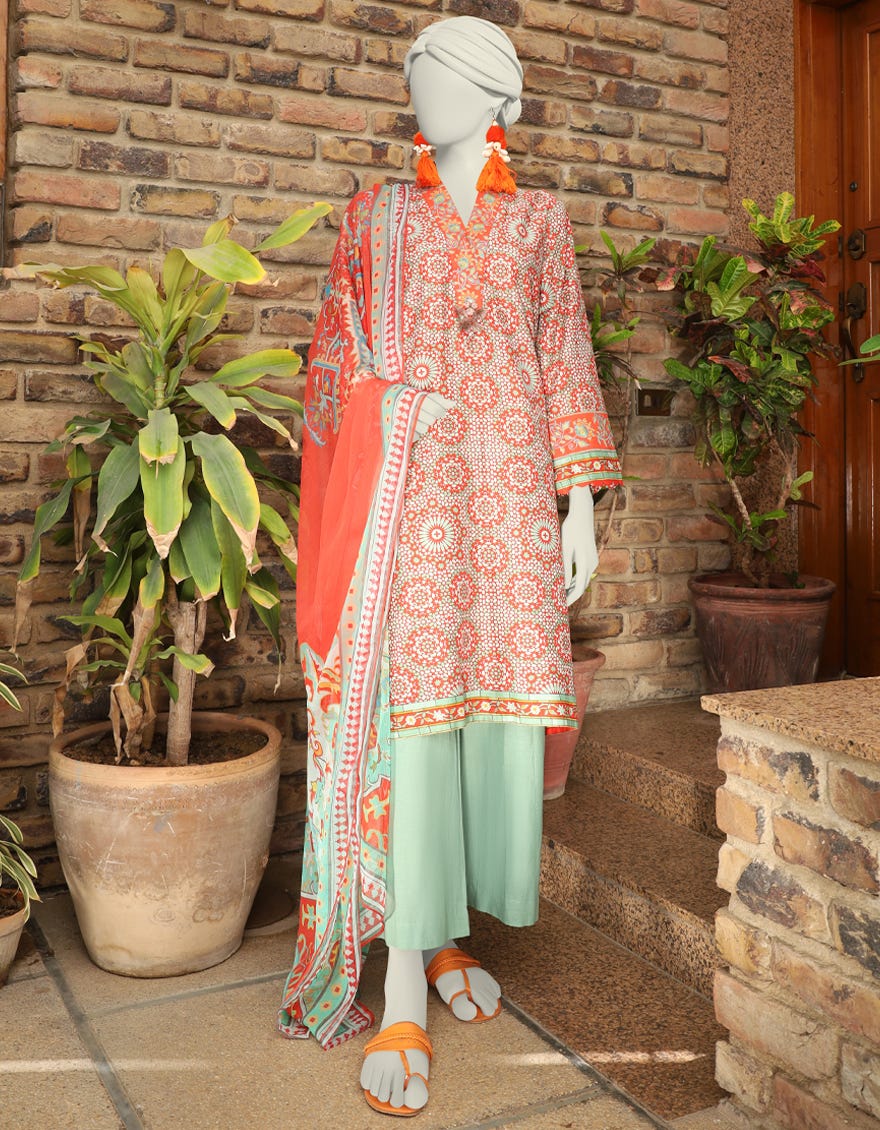 Multicolor Lawn 3 Piece Stitched Dress | Jlawn-S-24-492