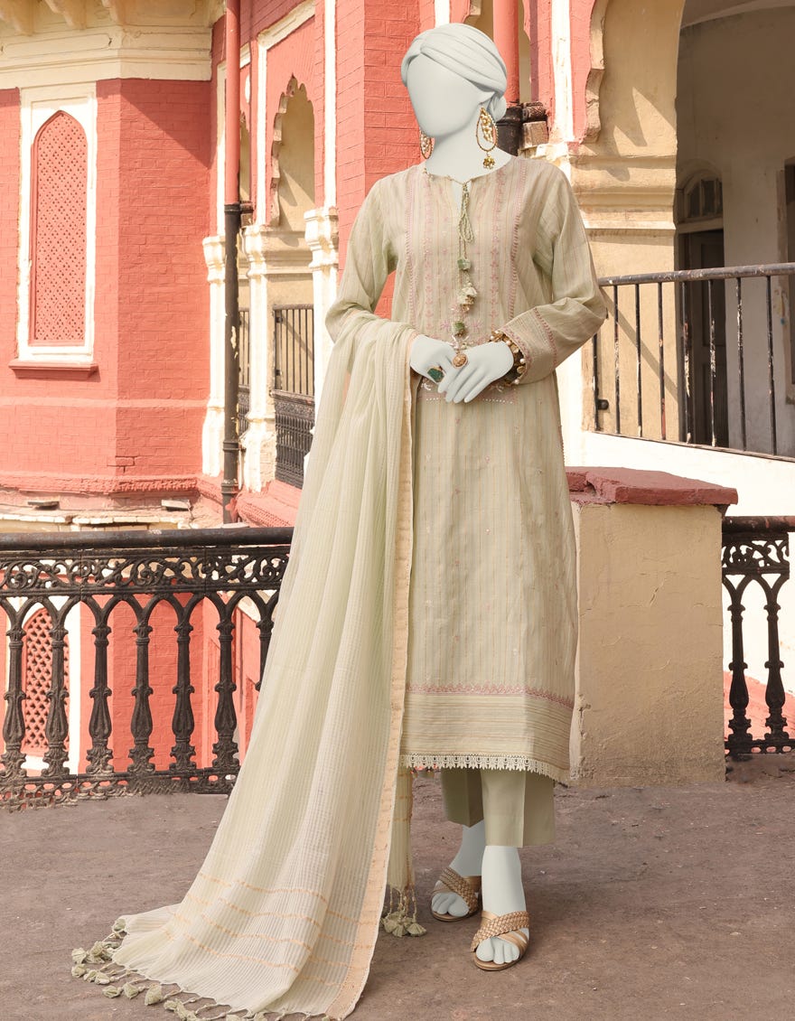 Green Doria Unstitched 3 Piece Dress | Jlawn-S-24-492