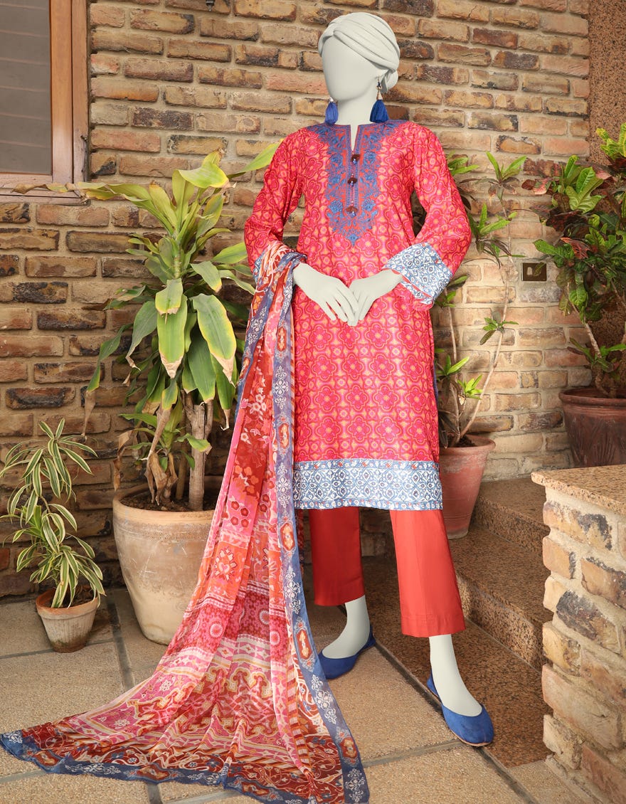 Multicolor Lawn 3 Piece Stitched Dress | Jlawn-S-24-493