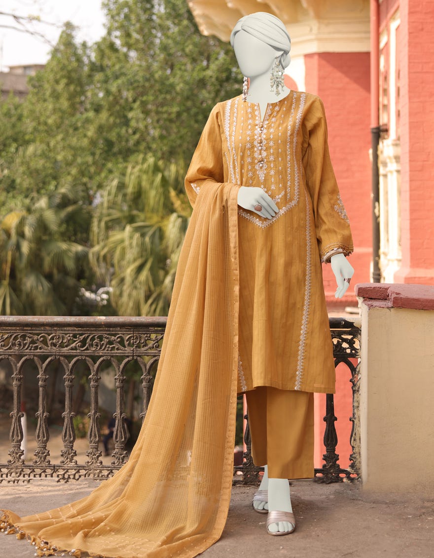 Mustard Doria Unstitched 3 Piece Dress | Jlawn-S-24-495