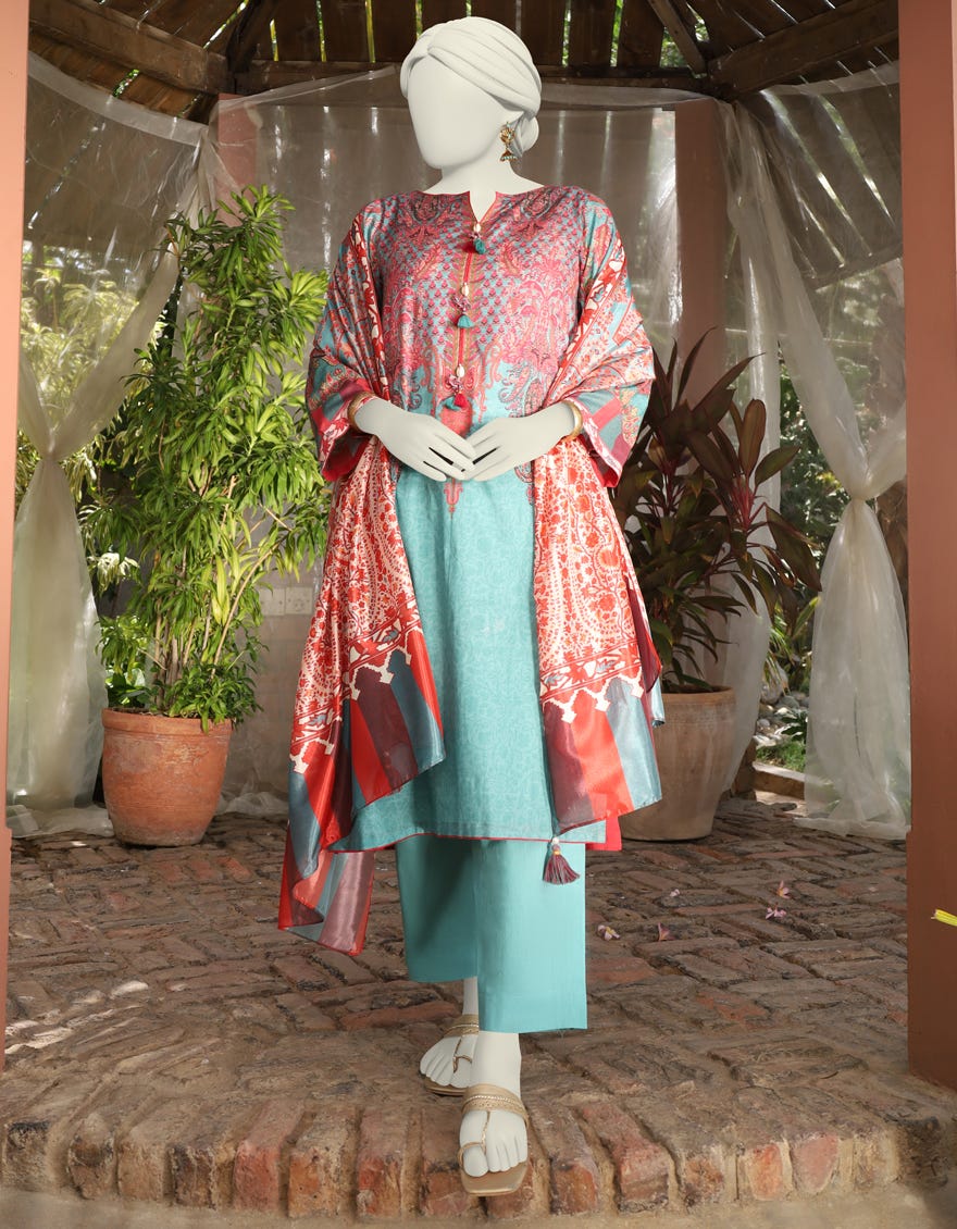 Green Lawn 3 Piece Stitched Dress | Jlawn-S-24-501