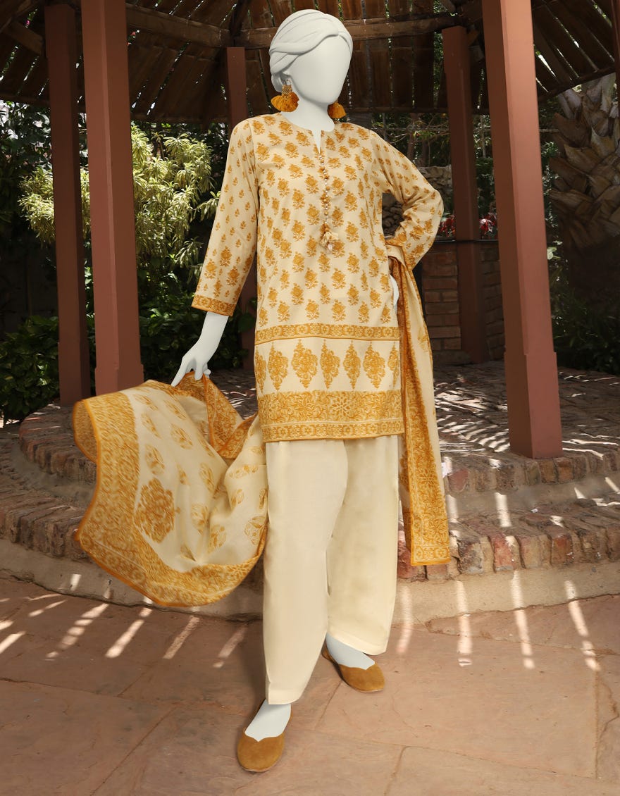 Mustard Lawn 3 Piece Stitched Dress | Jlawn-S-24-504