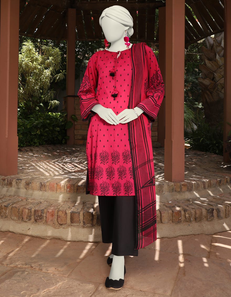 Pink Lawn 3 Piece Stitched Dress | Jlawn-S-24-505