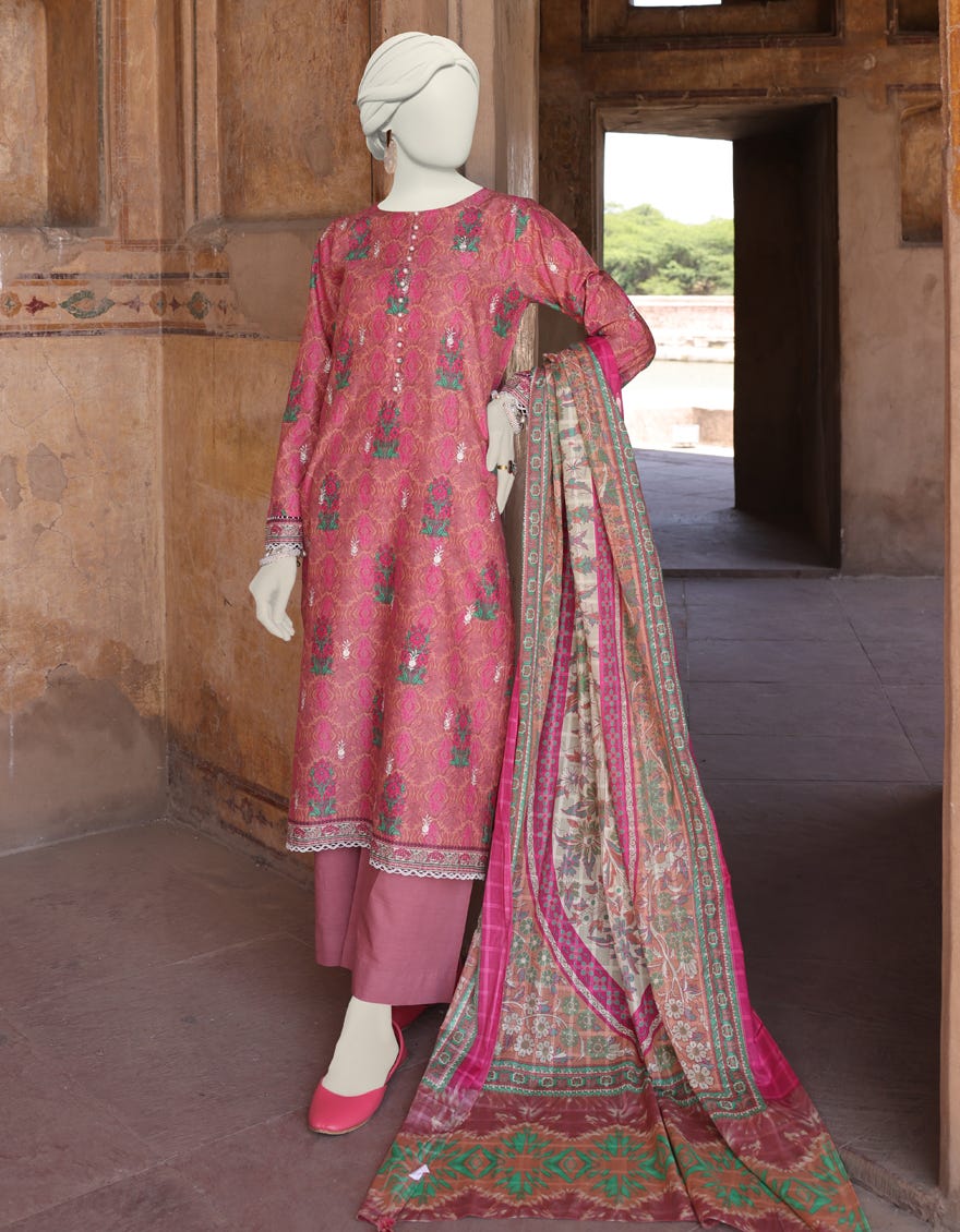 Pink Lawn Unstitched 3 Piece Dress | Jlawn-S-24-509