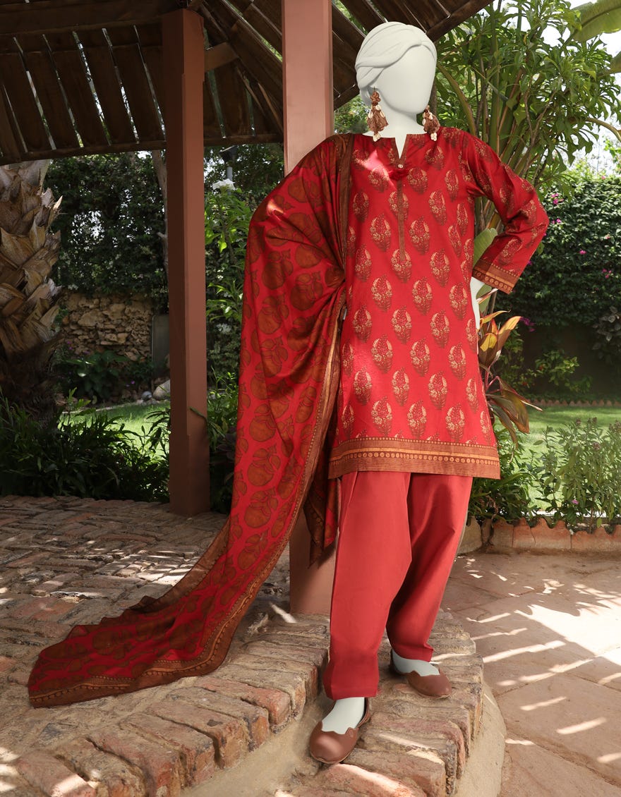 Maroon Lawn 3 Piece Stitched Dress | Jlawn-S-24-510