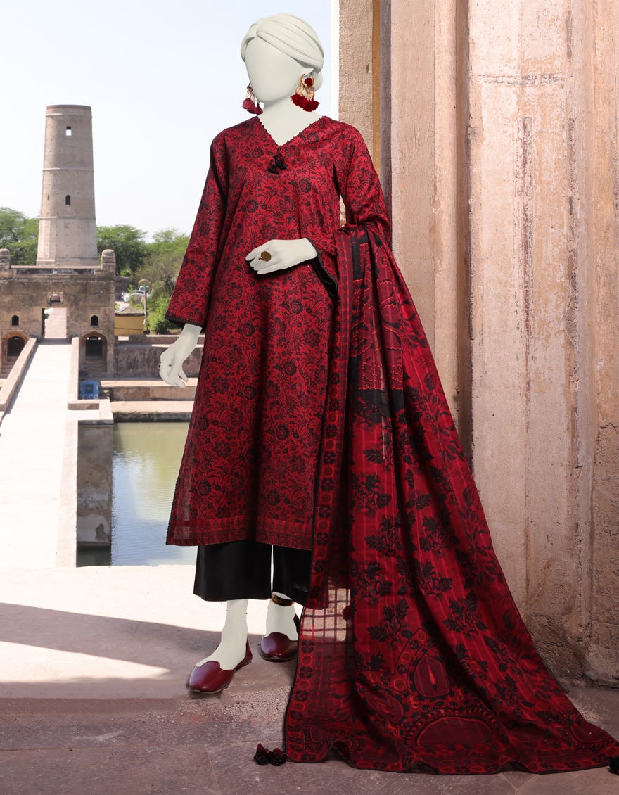 Red Lawn Unstitched 3 Piece Dress | Jlawn-S-24-514