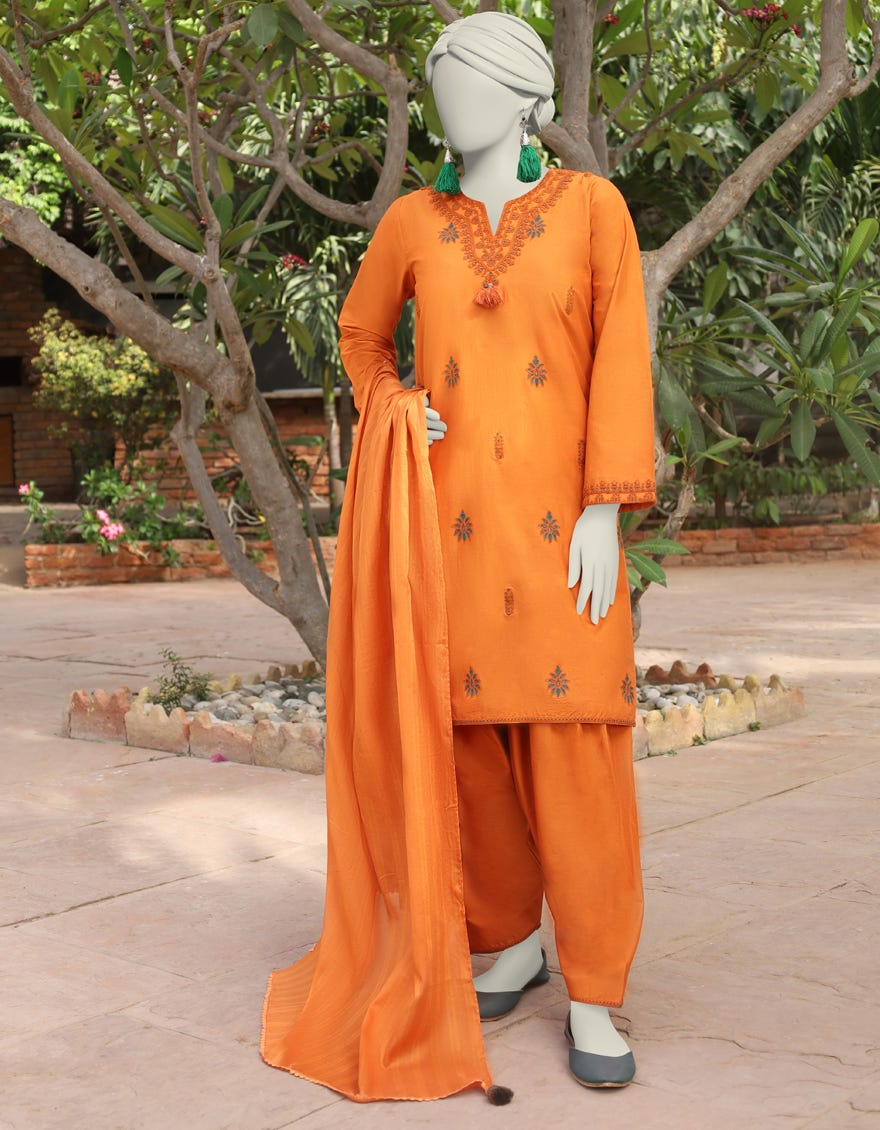 Orange Lawn 3 Piece Stitched Dress | Jlawn-S-24-516