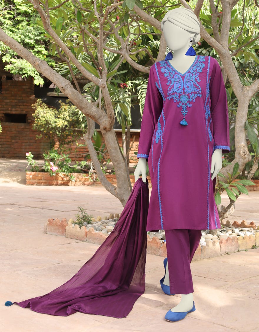 Purple Lawn 3 Piece Stitched Dress | Jlawn-S-24-517