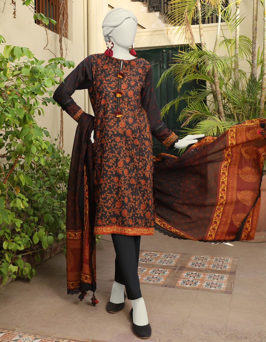 Black Lawn Unstitched 3 Piece Dress | Jlawn-S-24-576