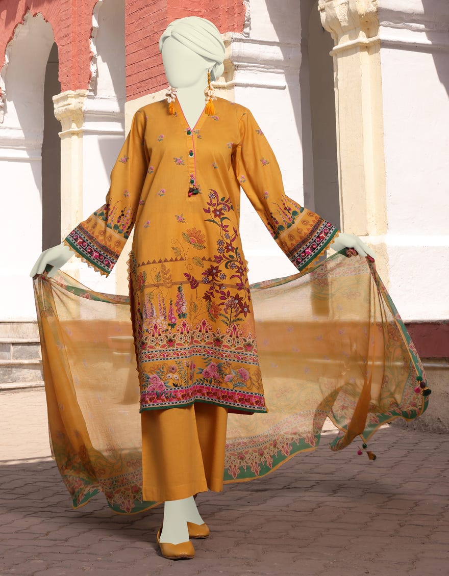 Yellow Lawn Unstitched 3 Piece Dress | Jlawn-S-24-520