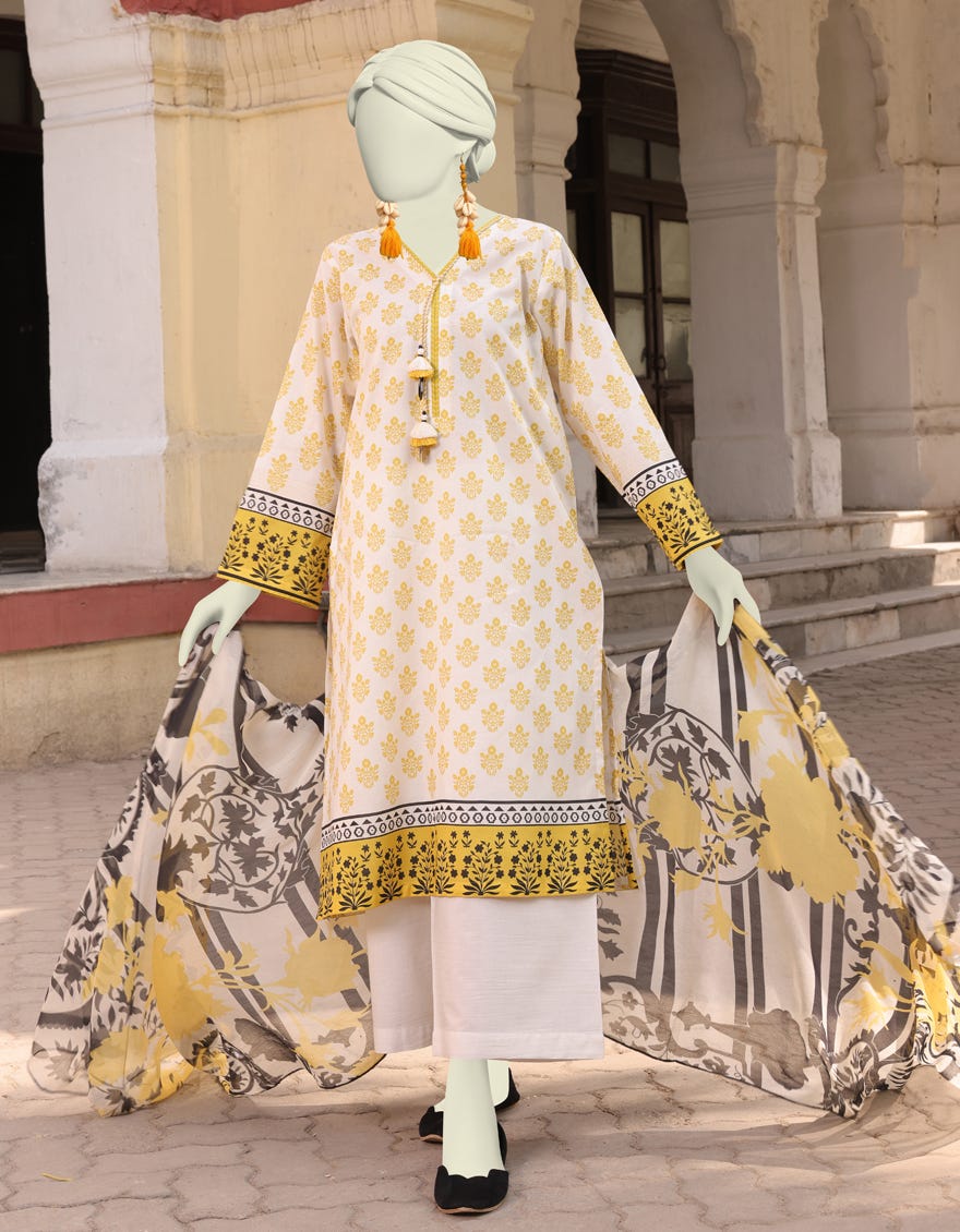 Off White Lawn Unstitched 3 Piece Dress | Jlawn-S-24-521