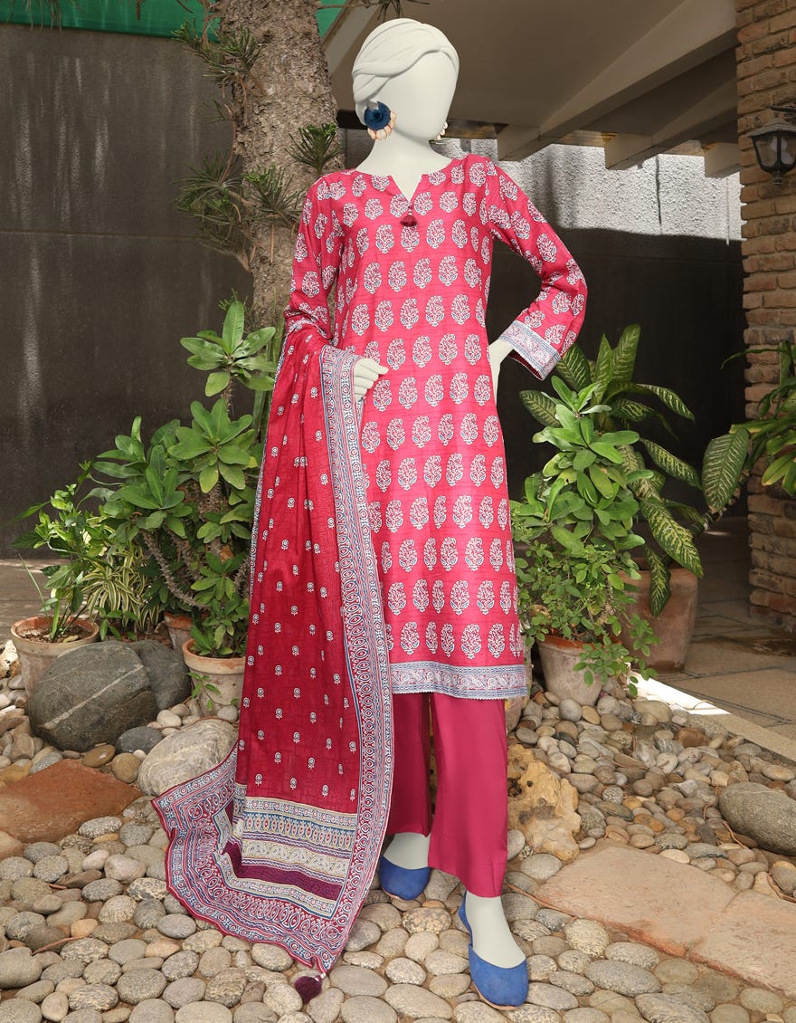 Maroon Lawn 3 Piece Stitched Dress | Jlawn-S-24-523