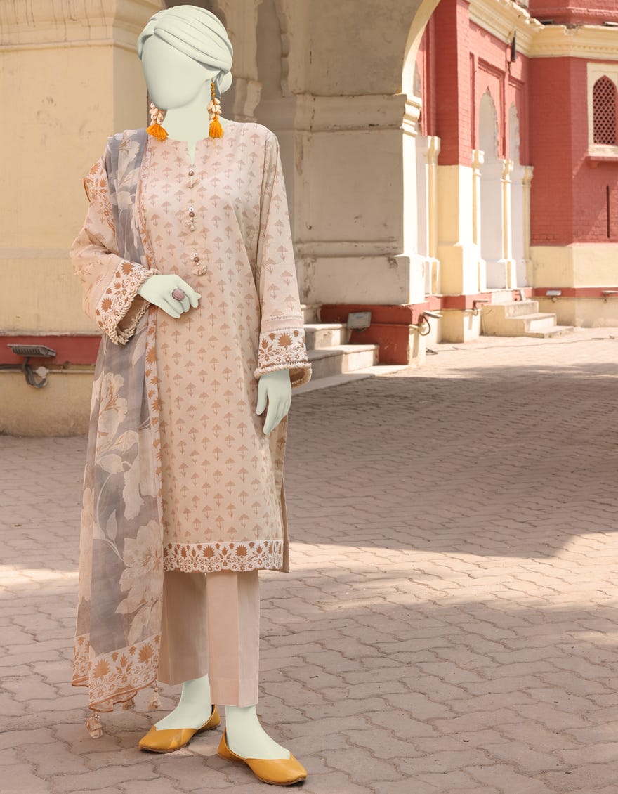 Beige Lawn Unstitched 3 Piece Dress | Jlawn-S-24-524