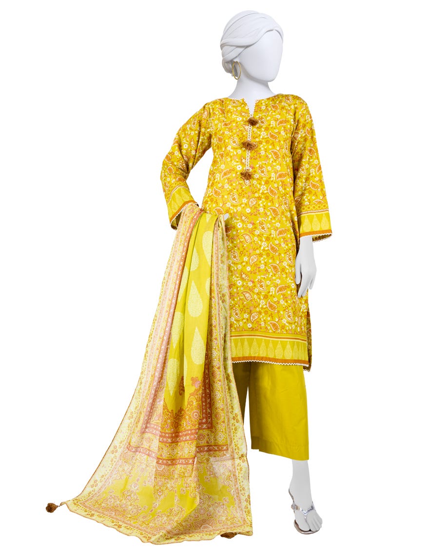 Green Lawn 3 Piece Stitched Dress | Jlawn-S-24-529