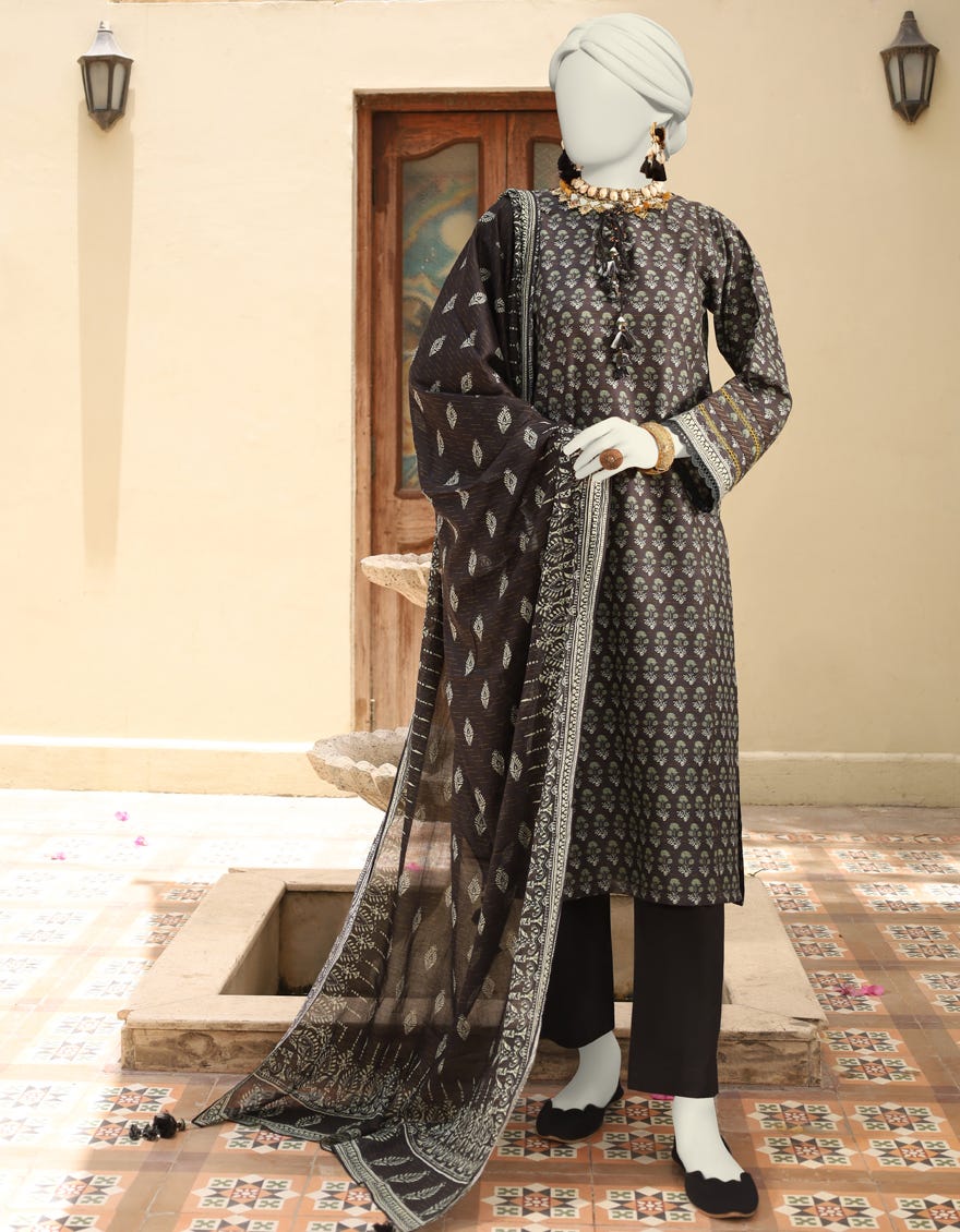 Black Lawn Unstitched 3 Piece Dress | Jlawn-S-24-536