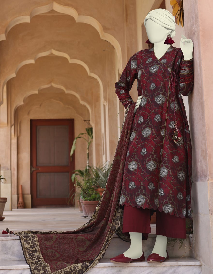 Maroon Lawn Unstitched 3 Piece Dress | Jlawn-S-24-545