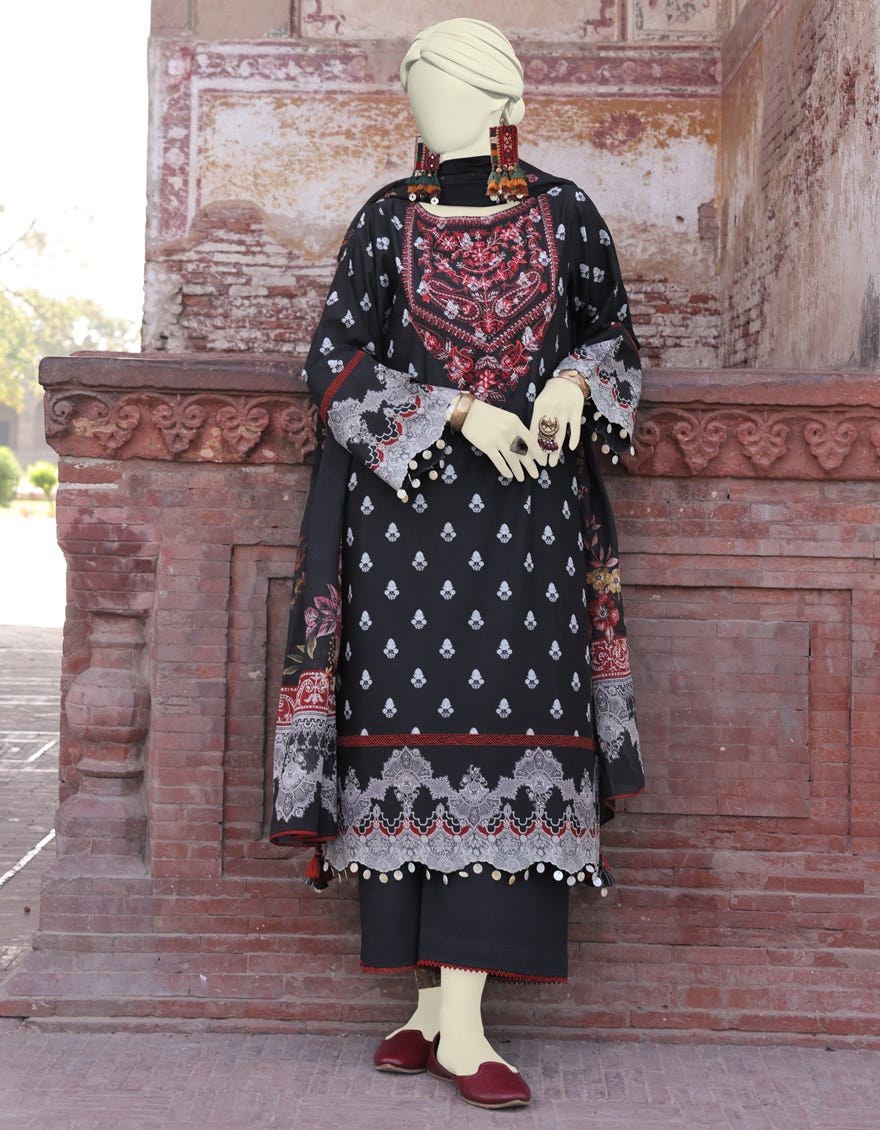 Black Lawn Unstitched 3 Piece Dress | Jlawn-S-24-552