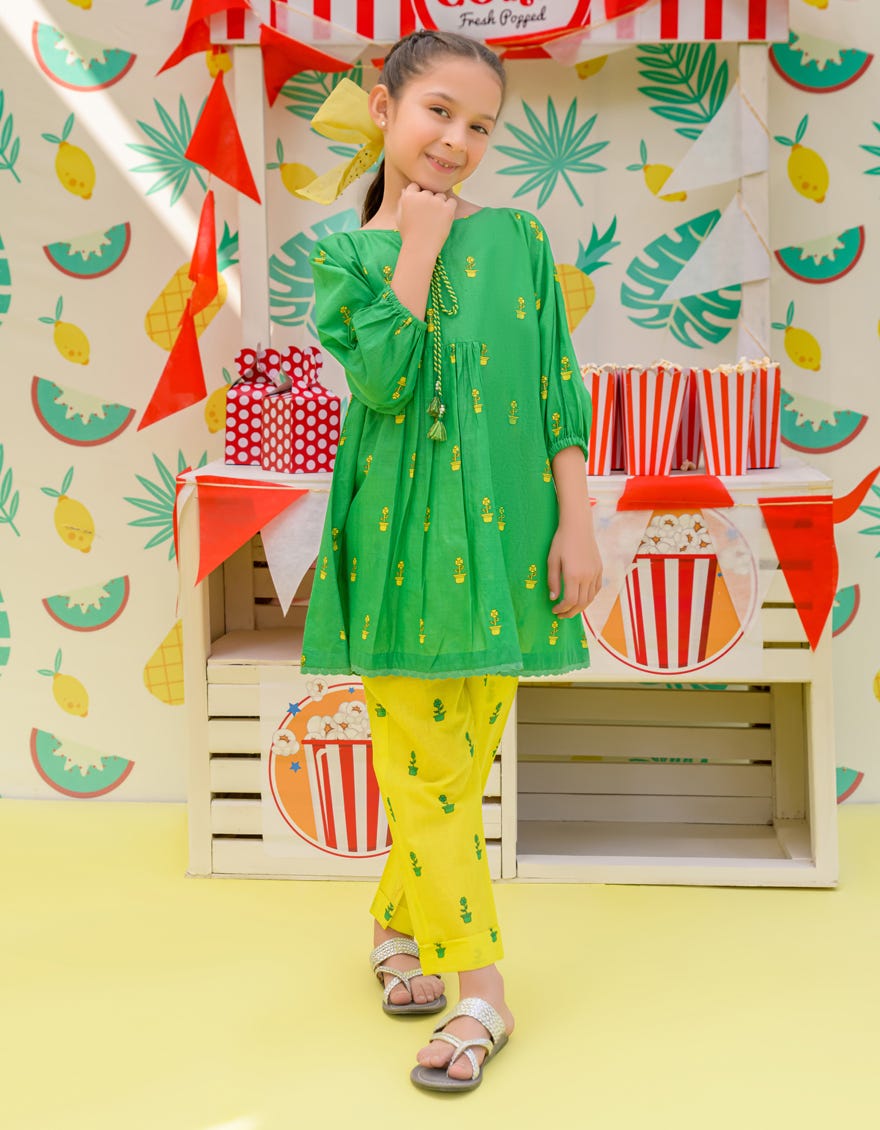 Green Lawn Girls 2 Piece Stitched | Jgkl-S-Jk2-24-5604