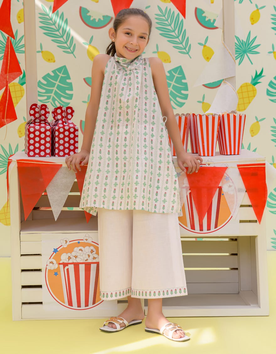 White Lawn Girls 2 Piece Stitched | Jgkl-S-Jk2-24-5610