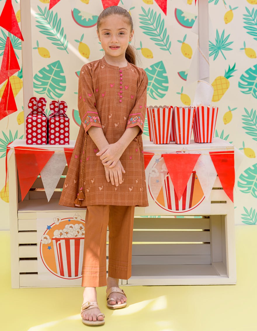 Brown Lawn Girls 2 Piece Stitched | Jgkl-S-Jk2-24-5611