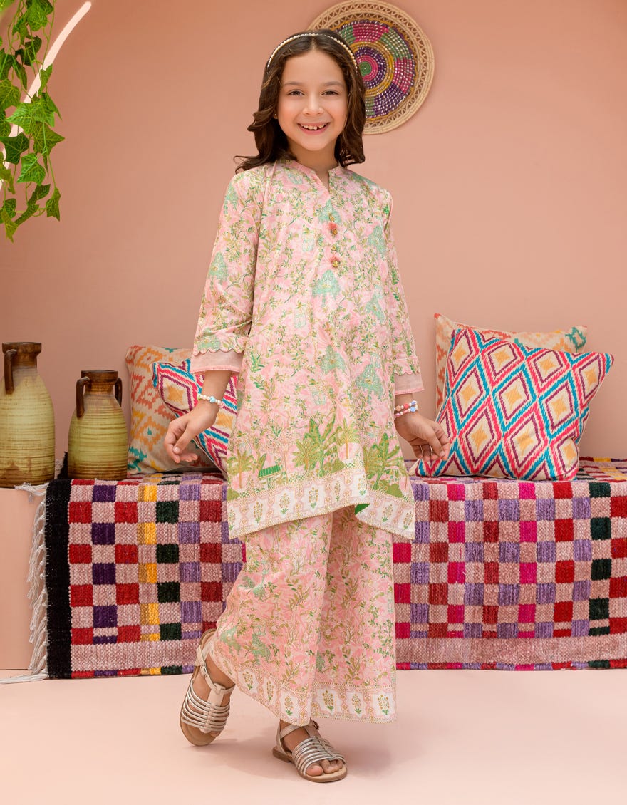 Pink Lawn 2 Piece Stitched Dress | Jgkl-S-Jk2-S-24-5627