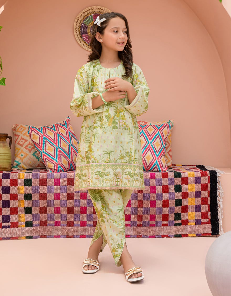 Green Lawn 2 Piece Stitched Dress | Jgkl-S-Jk2-S-24-5628
