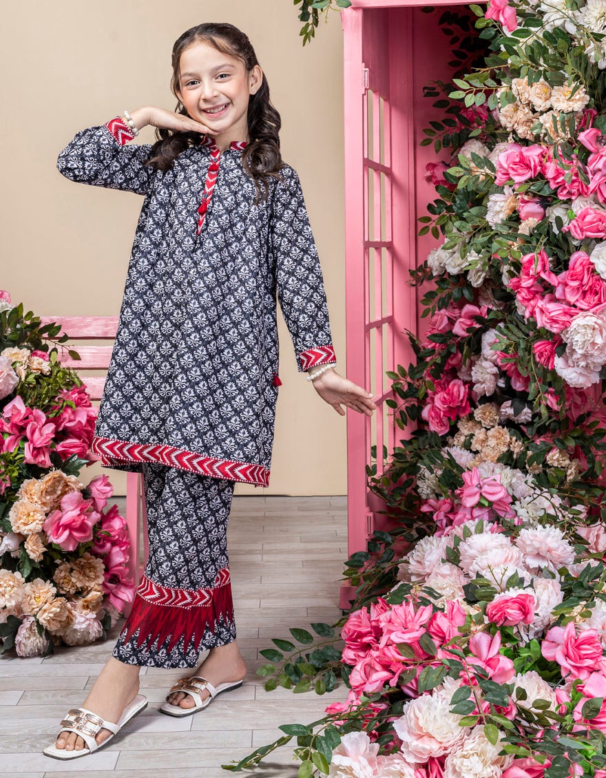 Black Lawn 2 Piece Stitched Dress | Jgkl-S-Jk2-24-5638