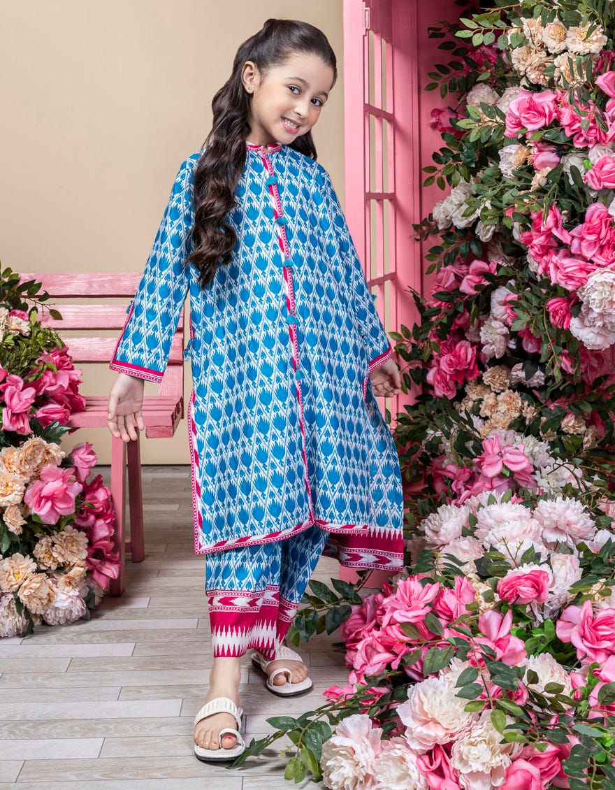 BLUE LAWN 2PC STITCHED | JGKL-S-JK2-24-5640