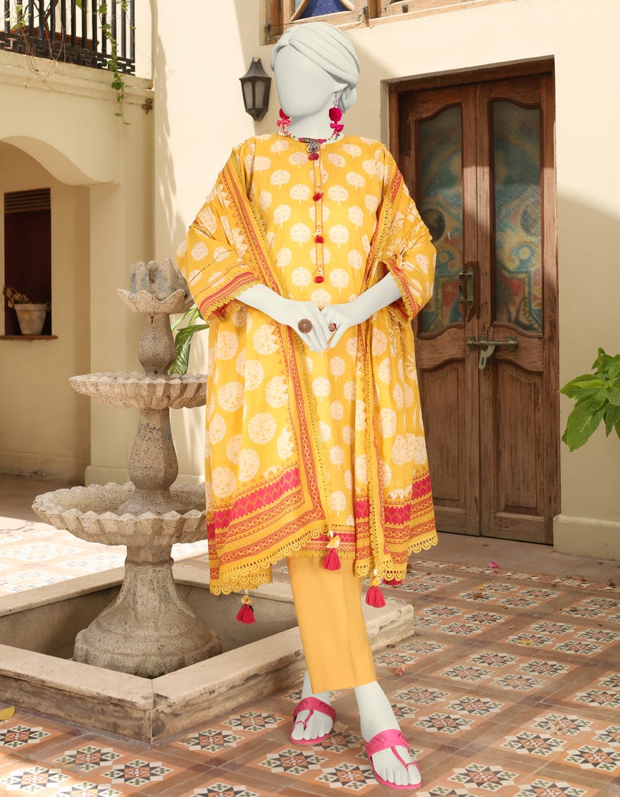 Yellow Lawn Unstitched 3 Piece Dress | Jlawn-S-24-574