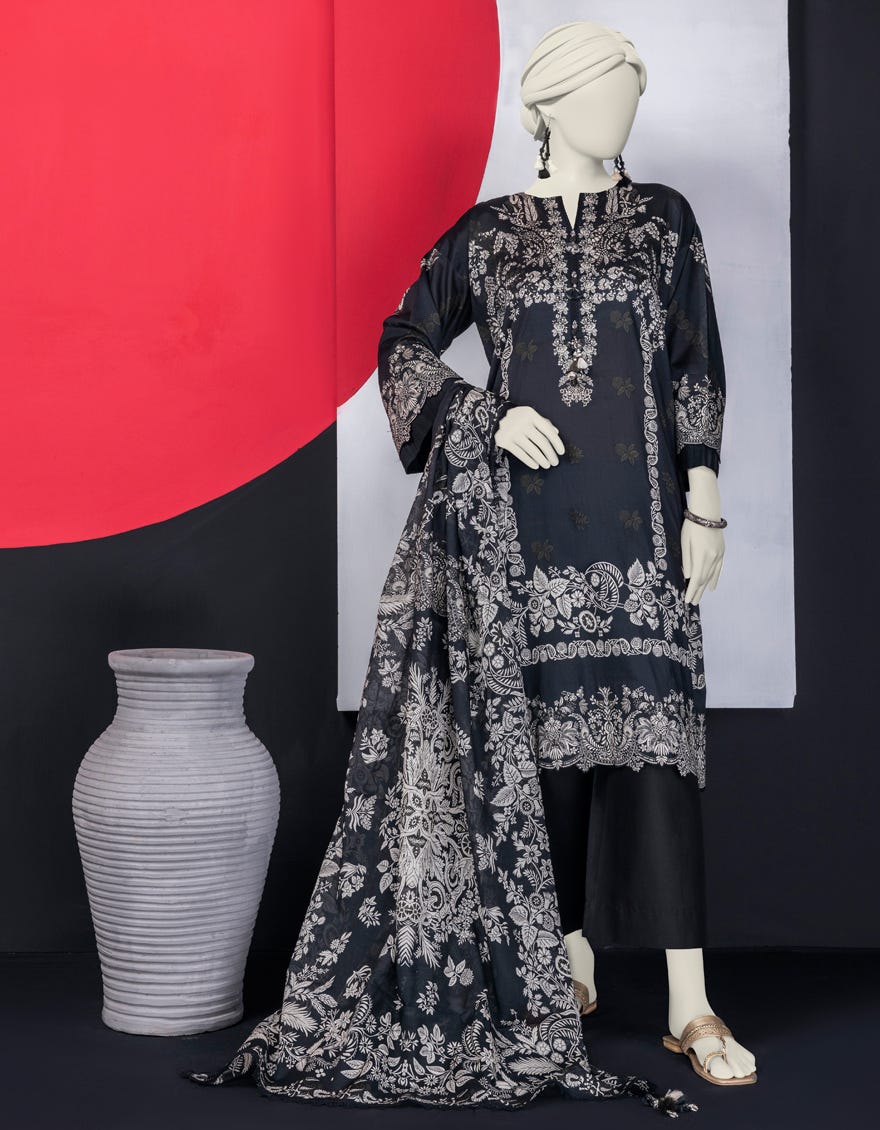 Black Lawn Unstitched 3 Piece Dress | Jlawn-S-24-585