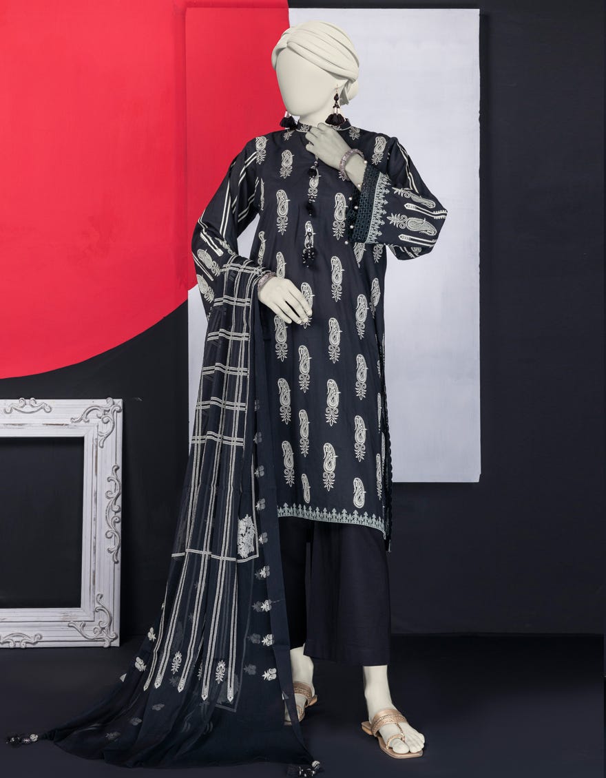 Black Lawn Unstitched 3 Piece Dress | Jlawn-S-24-589