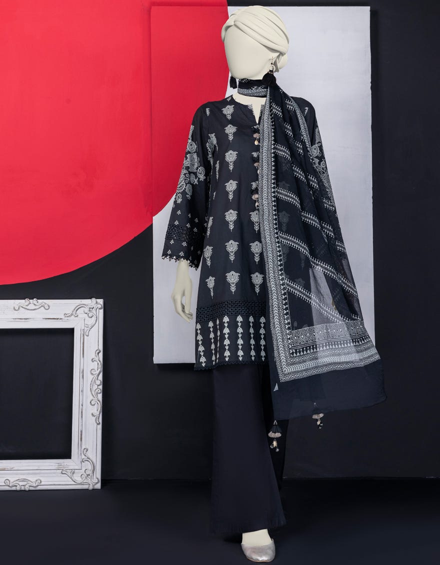 Black Lawn Unstitched 3 Piece Dress | Jlawn-S-24-590