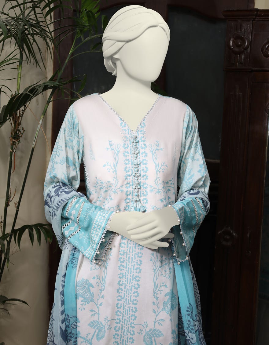 MULTICOLOR LAWN UNSTITCHED 3PC | JLAWN-S-24-594