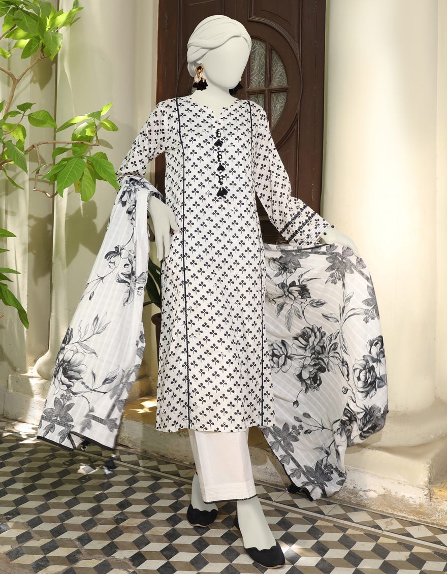 Off White Lawn Unstitched 3 Piece Dress | Jlawn-S-24-601