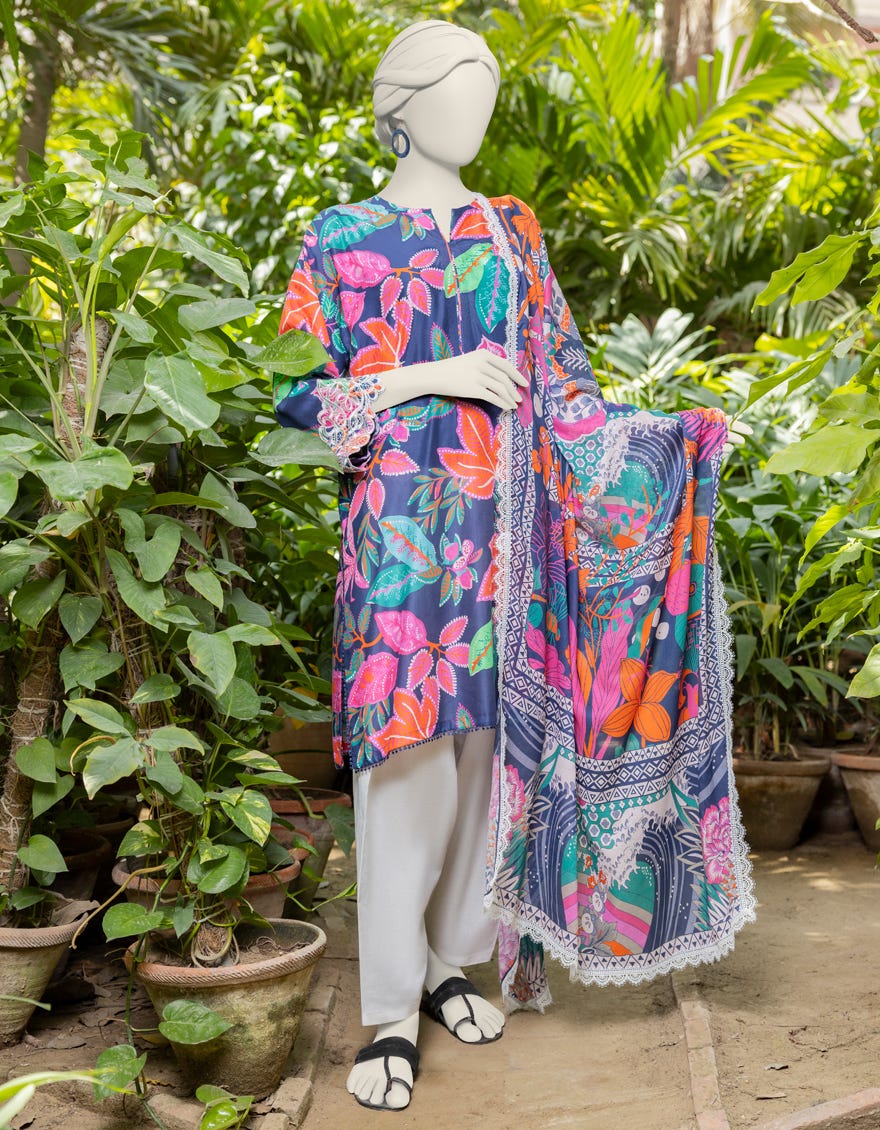 Blue Lawn Embroidered Unstitched 2 Piece Dress | Jjls-S-Jw2-24-7015