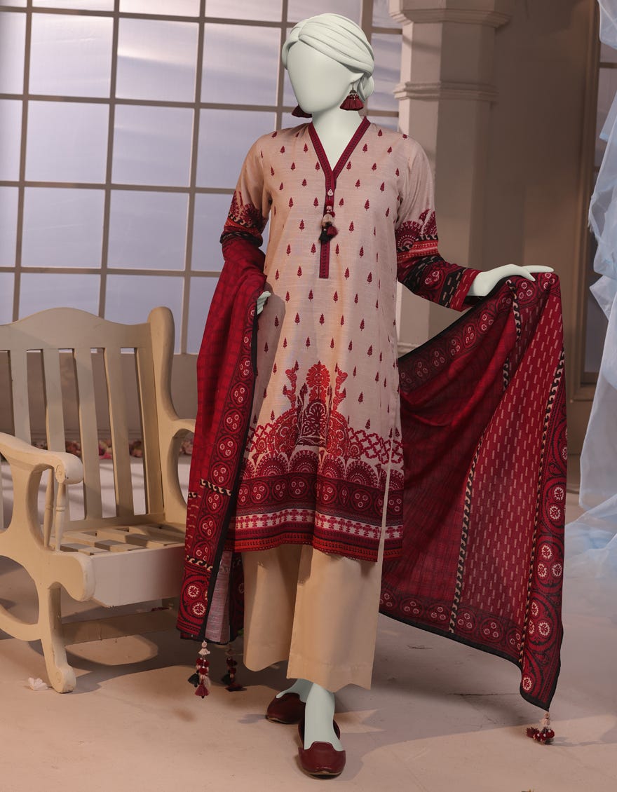 Kadder Color MULTICOLOR KHADDAR PRINTED UNSTITCHED 2PC – J.