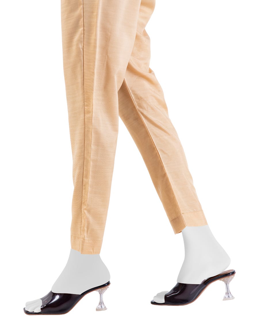BEIGE RAW SILK TROUSERS | JJLT-S-24-8025