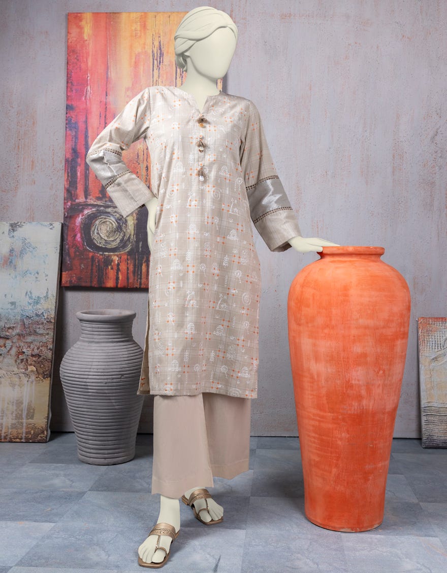 Beige Khaddi Women's Kurti | Jjlk-S-Jss-24-460