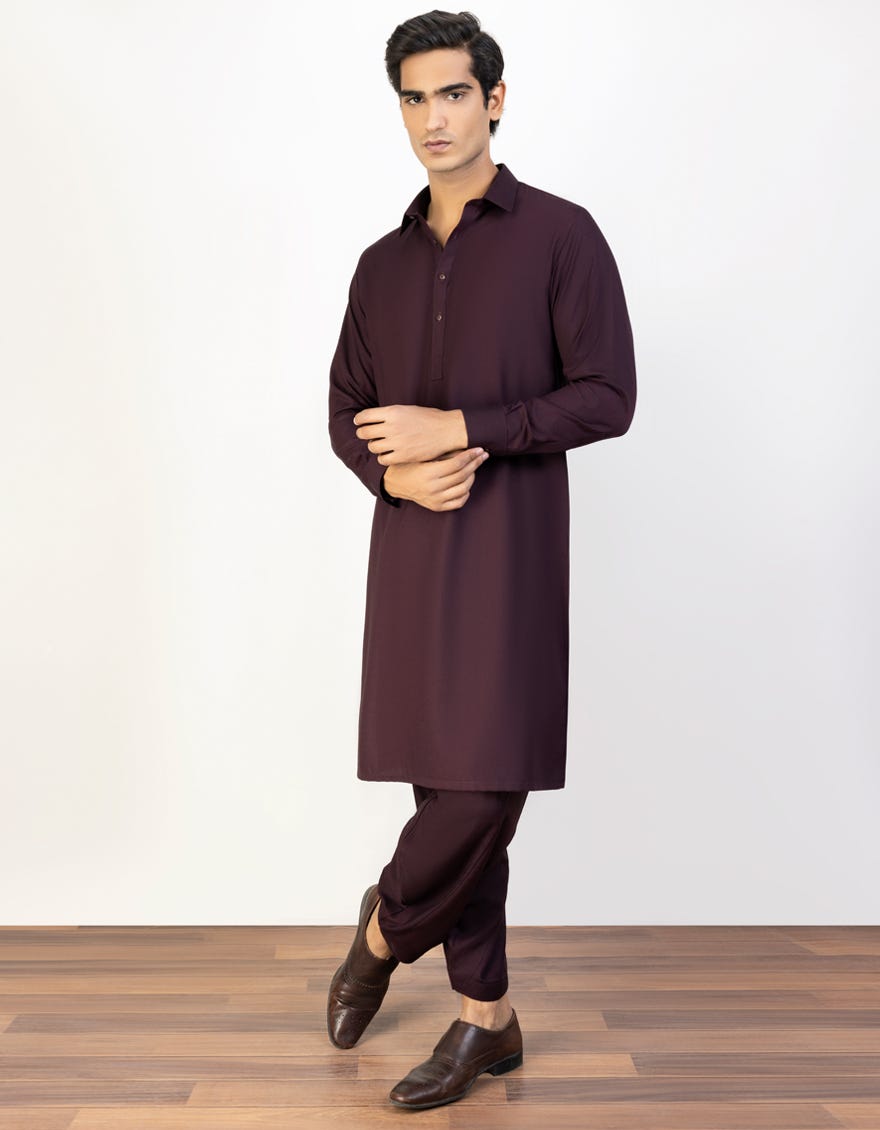 Mahogany Blended Unstitched Kameez Shalwar Fabric | Jjms-2414