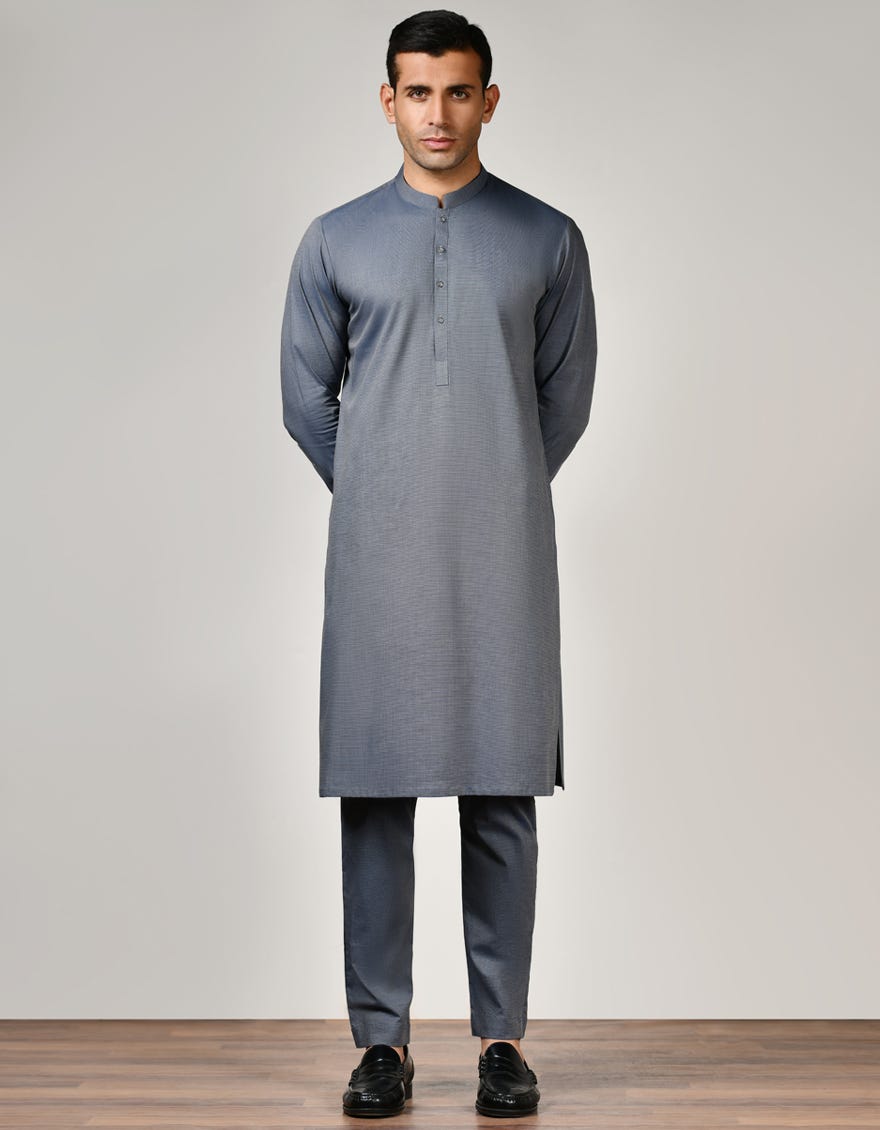 Grey Cotton Unstitched Kameez Shalwar Fabric | Jjms-2469