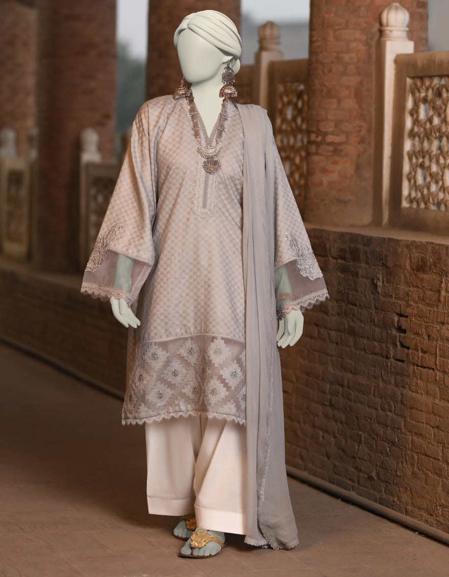GREY DOBBY EMBROIDERED 2PC STITCHED | JLAWN-S-JDS-25-1008