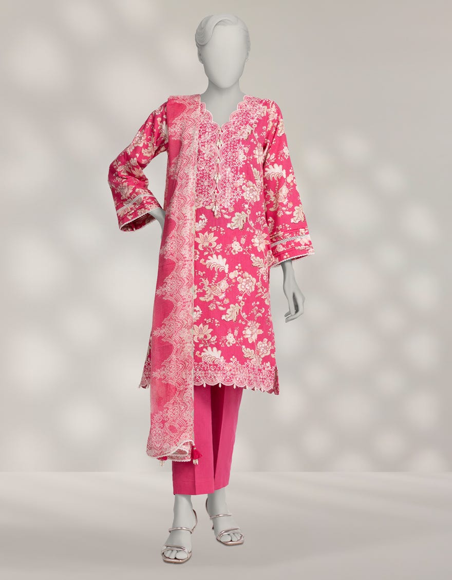 PINK KARANDI EMBROIDERED 3PC STITCHED