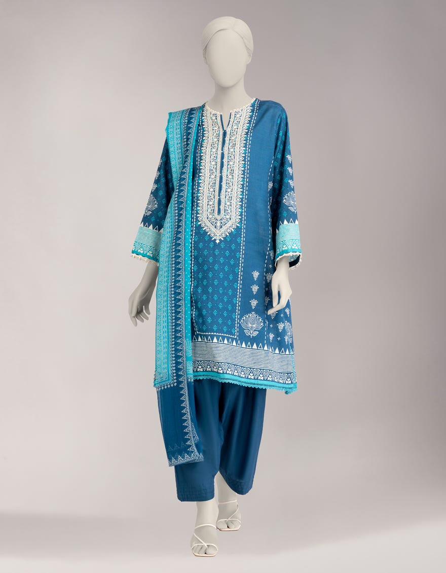 MULTICOLOR KHADDAR EMBROIDERED UNSTITCHED 3PC