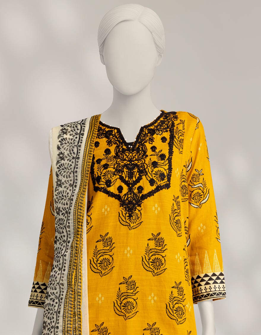 Kadder Color MULTICOLOR KHADDAR EMBROIDERED UNSTITCHED 3PC – J.